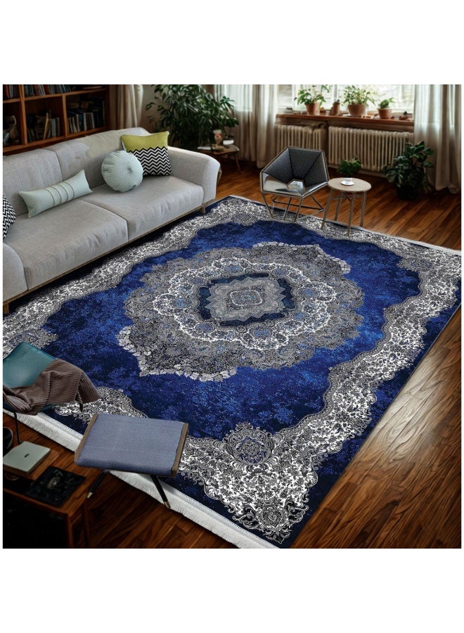SMART HOME Large padded floor mat with a soft velvet surface and non-slip backing - Living room rug - Majlis rug - Lounge rug - Luxurious decorative rug - Elegant rug with modern patterns for living rooms and majlis - Size 350x250 cm - Suitable for everyday use and entertaining - Image 2